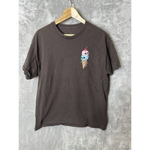 Riot Society Shirt Men's Large Brown Skull Double Scoop Ice Cream Cone